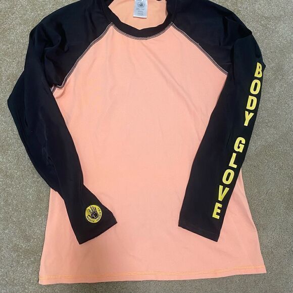 BODY GLOVE Rash Guard Long Sleeve  ACTIVEWEAR Shirt ORANGE & BLACK M - Picture 6 of 6